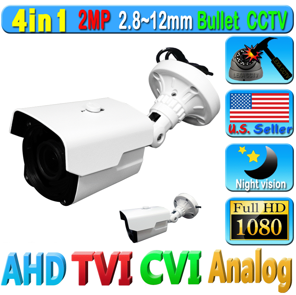 LEXAcctv HD 4in1 2MP 1080P 2.8-12mm TVI AHD CVI Analog Security Surveillance cam