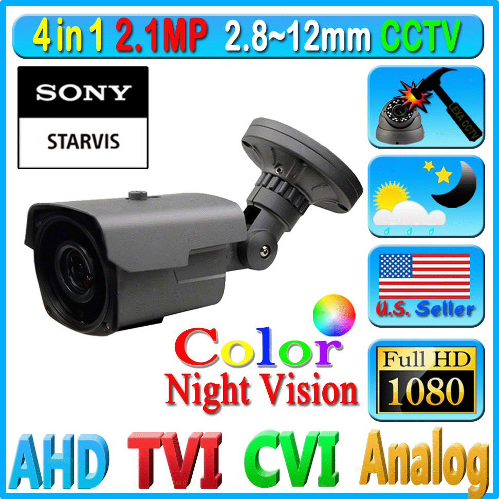 LEXAcctv HD 4in1 2MP 1080P 2.8-12mm TVI AHD CVI Analog Security Surveillance cam