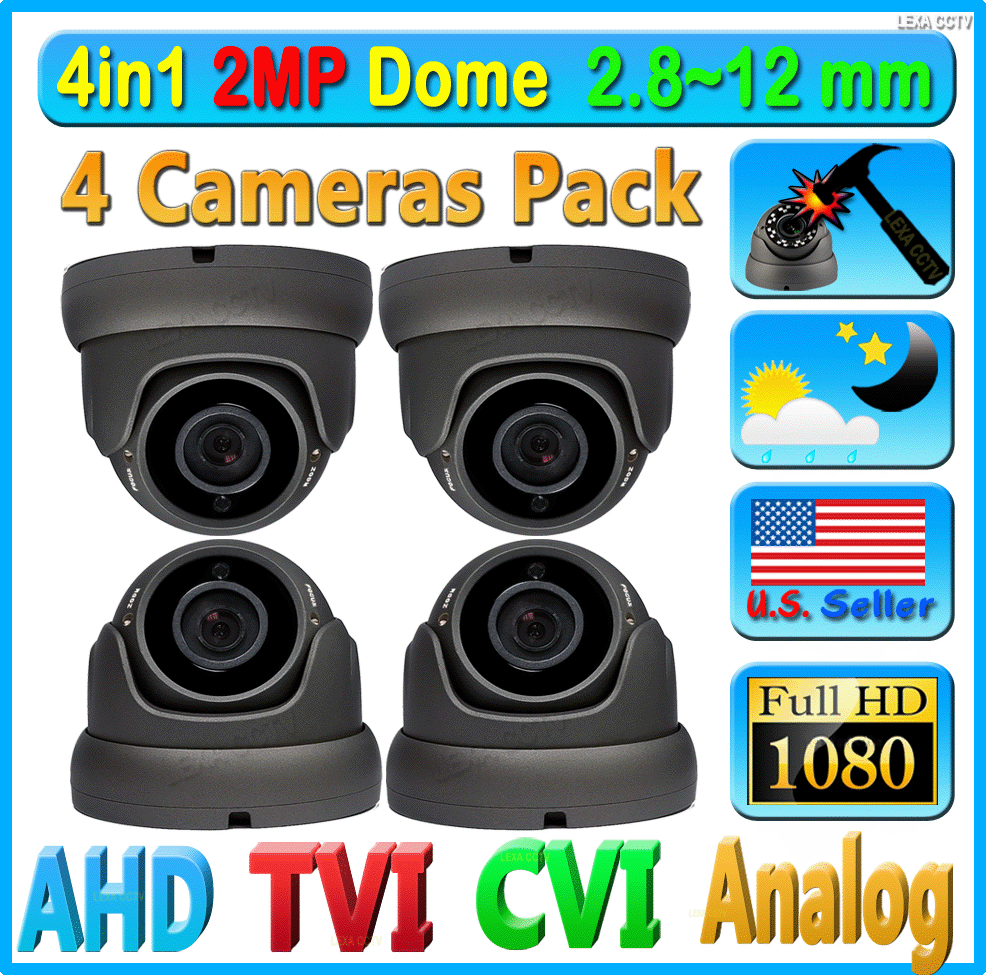 LEXAcctv HD 4in1 2MP 1080P 2.8-12mm TVI AHD CVI CVBS Surveillance Camera